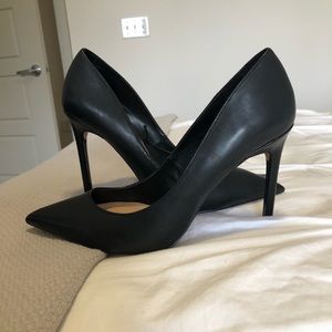 Black Faux Leather Pumps